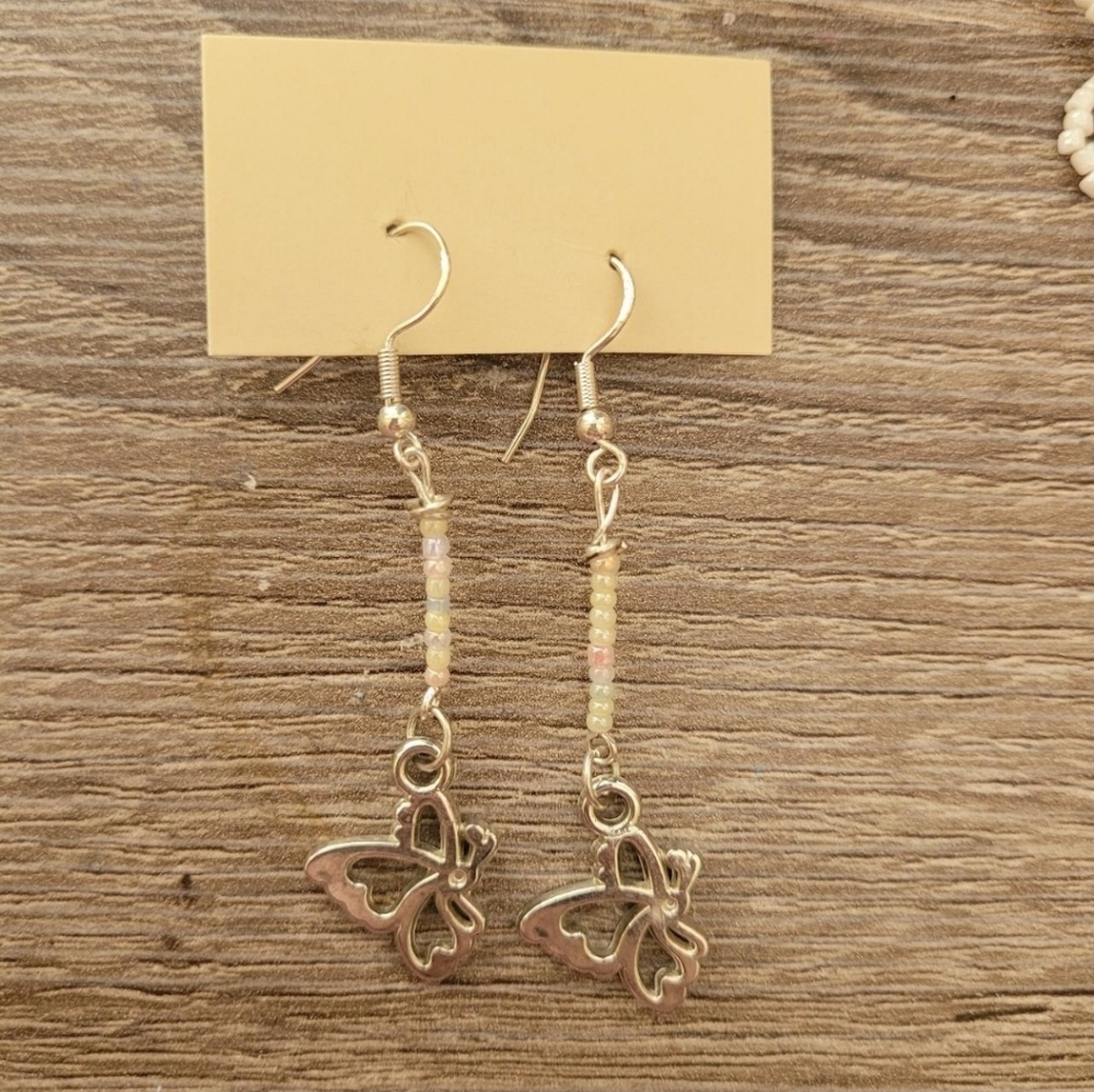 Fairy Grunge Pastel Beaded Butterfly Earrings